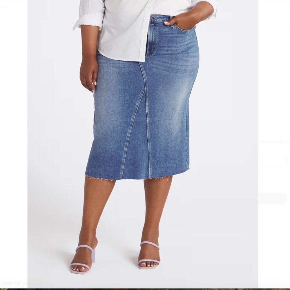 NWT Just Black Leila Scissor Cut Midi Skirt Size 3X 18W / 20W Plus Size Stretchy